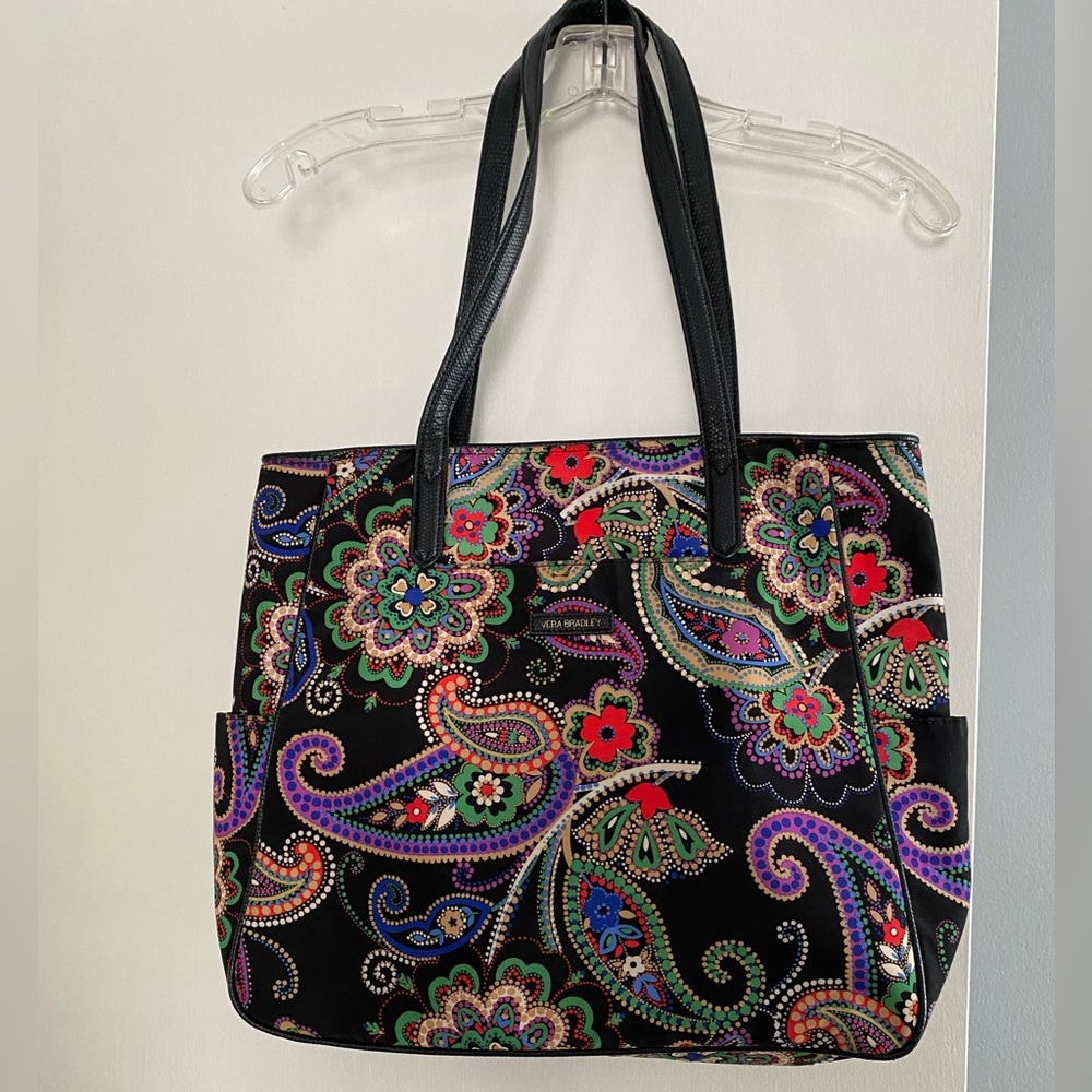 Vera Bradley Black Paisley Bag made with Water & Stain Resistant Polyester